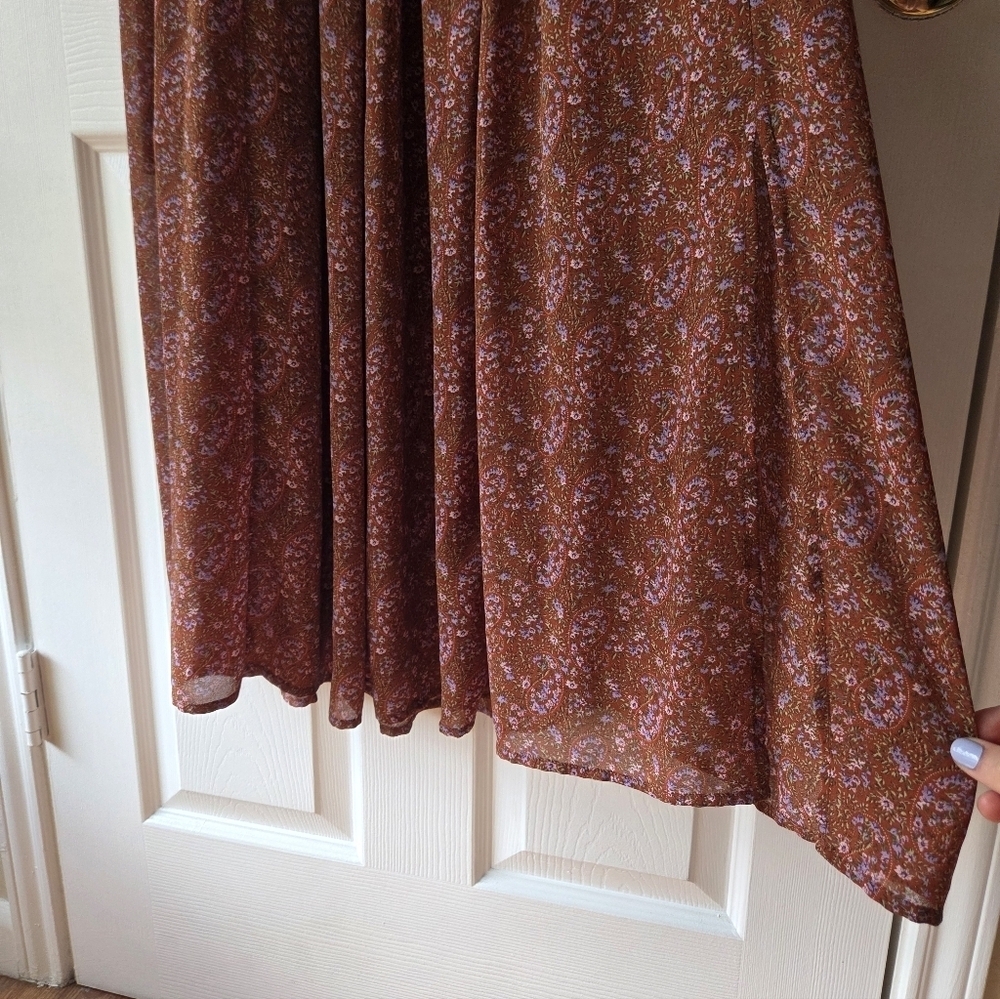 CODE X MODE Cottagecore Dress Sz M Rust Brown Floral Fall Boho Prairie - Picture 3 of 10